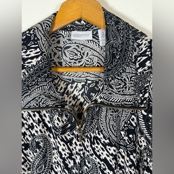 Chico's Zenergy Paisley Print Cinch Waist Full Zip Jacket Women’s Size 2 Large - Picture 5 of 8